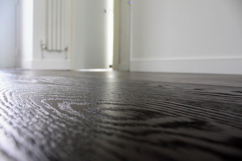 Close-up of dark textured oak flooring